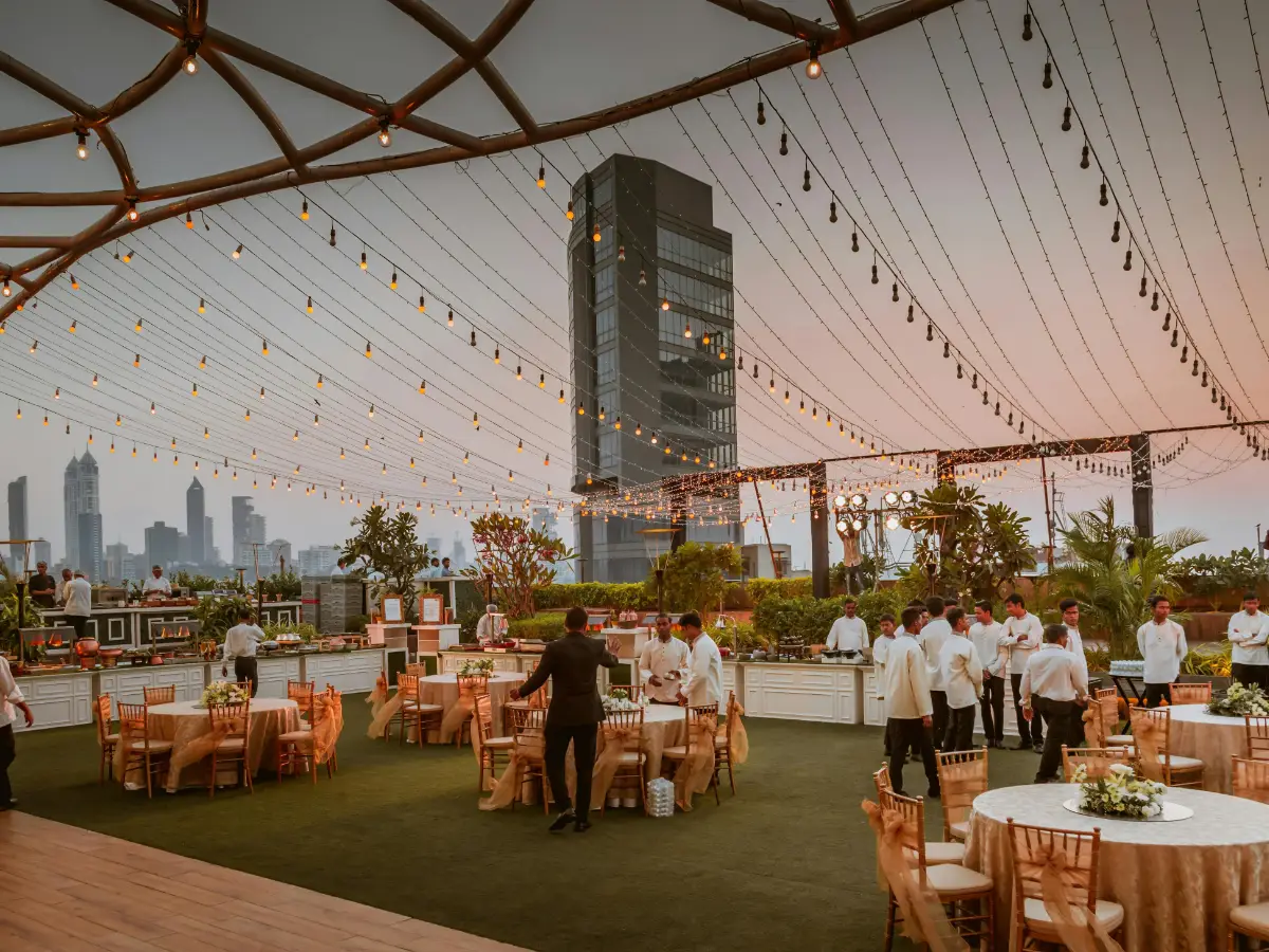 Elegant rooftop venue with professional bar service and signature cocktails